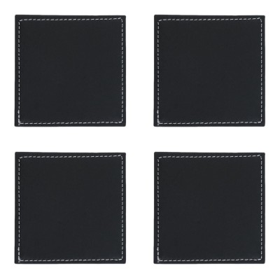 Σουβέρ Μαύρο Δερμάτινο Με Ραφή 10x10 cm - 4 τμχ.