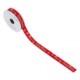  Χριστουγεννιάτικη Διακοσμητική Κορδέλα Δέντρου Κόκκινο Χρυσό &quotMerry Christmas&quotNιφάδες 5 m x 1.5 cm