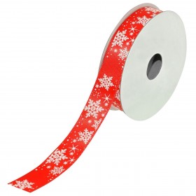 Xριστουγεννιάτικη Διακοσμητική Κορδέλα Δέντρου Kόκκινη Xιόνι 5 m x 15 mm