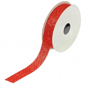 Xριστουγεννιάτικη Διακοσμητική Κορδέλα Δέντρου Κόκκινη Glitter 5 m x  15 mm
