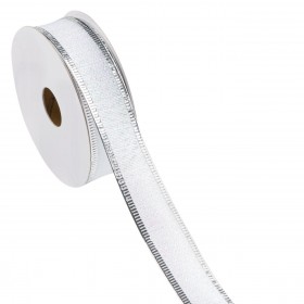 Χριστουγεννιάτικη Διακοσμητική Κορδέλα Δέντρου Ασημί Ολογραφικό 5 m x 22 mm