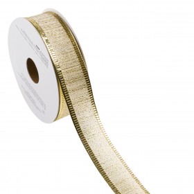 Χριστουγεννιάτικη Διακοσμητική Κορδέλα Δέντρου Εκρού Χρυσό 5 m x 22 mm