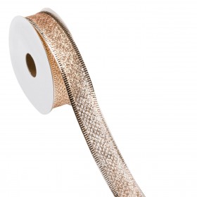 Χριστουγεννιάτικη Διακοσμητική Κορδέλα Δέντρου Σαμπανί Glitter 5 m x 22 mm