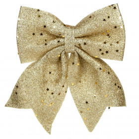 Χριστουγεννιάτικος Διακοσμητικός Φιόγκος Χρυσό Glitter Παγιέτες Αστέρια 23 cm