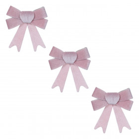 Χριστουγεννιάτικοι Διακοσμητικοί Φιόγκοι Ροζ Βελουτέ 12cm - 3 τμχ. 