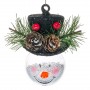 Χριστουγεννιάτικο Στολίδι Δέντρου Μπάλα Διάφανη Xιονάνρωπος Μαύρο Καπέλο 8 cm