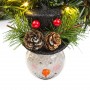 Χριστουγεννιάτικο Στολίδι Δέντρου Μπάλα Διάφανη Xιονάνρωπος Μαύρο Καπέλο 8 cm