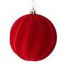 Χριστουγεννιάτικο Στολίδι Δέντρου Foam Μπάλα Βελουτέ Κόκκινη Κυματιστές Γραμμές 10cm