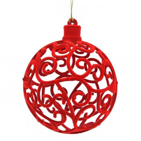 Χριστουγεννιάτικο Στολίδι Δέντρου Μπάλα Κόκκινη Διάτρητο Σχέδιο 10cm Χριστουγεννιάτικο Στολίδι Δέντρου Μπάλα Κόκκινη Διάτρητο Σχέδιο 10cm