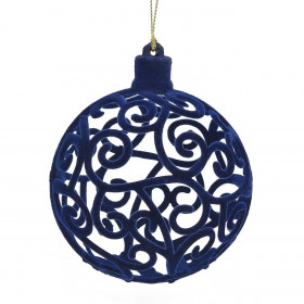Χριστουγεννιάτικο Στολίδι Δέντρου Μπάλα Μπλε Διάτρητο Σχέδιο 10cm Χριστουγεννιάτικο Στολίδι Δέντρου Μπάλα Μπλε Διάτρητο Σχέδιο 10cm