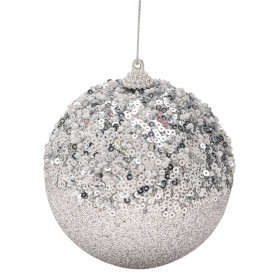 Χριστουγεννιάτικο Στολίδι Δέντρου Μπάλα Ασημί Πούλιες Glitter 9 cm