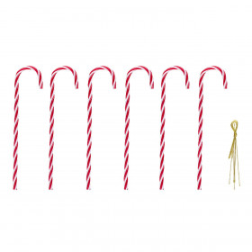 Χριστουγεννιάτικα Στολίδια Δέντρου Μπαστούνια Λευκό Κόκκινο 18 cm - 6 τμχ.