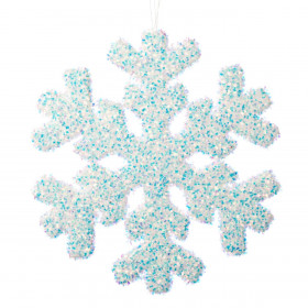 Χριστουγεννιάτικο Στολίδι Δέντρου Αφρώδης Λευκή Χιονονιφάδα Ολογραφικό Ιριδίζον Tinsel 22 cm