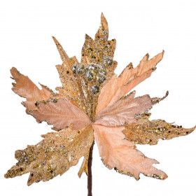 Χριστουγεννιάτικο Λουλούδι Κλιπ Αλεξανδρινό Χρυσό Βελουτέ Glitter 26 cm