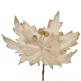 Χριστουγεννιάτικο Λουλούδι Κλιπ Αλεξανδρινό Κρεμ Λινό 25 cm