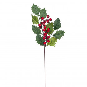  Χριστουγεννιάτικο Διακοσμητικό Κλαδί Γκι Κόκκινα Ρόδια 40 cm