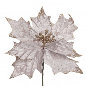 Χριστουγεννιάτικο Διακοσμητικό Αλεξανδρινό Nude Βελουτέ Χρυσό Glitter 27 cm