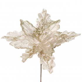 Χριστουγεννιάτικο Διακοσμητικό Αλεξανδρινό Σαμπανί Βελουτέ Glitter 20 cm