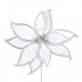 Χριστουγεννιάτικο Αλεξανδρινό Εκρού Ασημί Στρας 31 εκ.