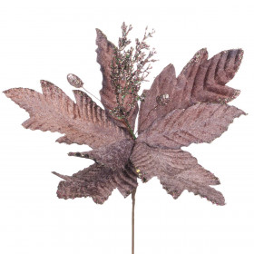 Χριστουγεννιάτικο Διακοσμητικό Αλεξανδρινό Καφέ Χρυσό Βελουτέ Glitter 20 cm