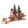 Χριστουγεννιάτικη Διακοσμητική Ξύλινη Πινακίδα Έλκηθρο Merry Christmas 18cm