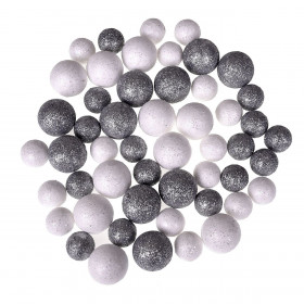 Χριστουγεννιάτικα Διακοσμητικά Μπαλάκια Αφρώδη Λευκά Ασημί Glitter - 50 τμχ. Χριστουγεννιάτικα Διακοσμητικά Μπαλάκια Αφρώδη Λευκά Ασημί Glitter - 50 τμχ.