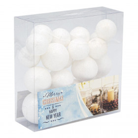 Χριστουγεννιάτικα Διακοσμητικά Μπαλάκια Λευκό Glitter Διάφορα Μεγέθη - 24 τμχ. Χριστουγεννιάτικα Διακοσμητικά Μπαλάκια Λευκό Glitter Διάφορα Μεγέθη - 24 τμχ.