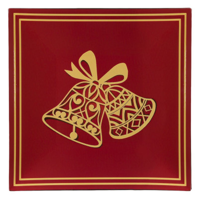 Χριστουγεννιάτικη Διακοσμητική Πιατέλα Πλαστική Κόκκινη Καμπάνες 30x30x3cm
