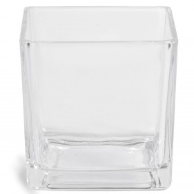 Βάζο Διακοσμητικό - Γυάλα Τετράγωνο Διάφανο 8x8x8cm