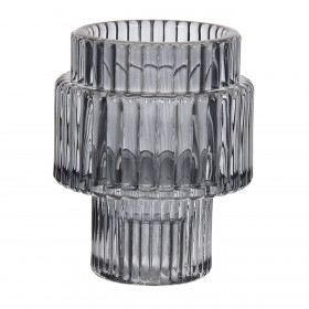 Κηροπήγιο Διακοσμητικό Γυάλινο Μαύρο Διπλής Χρήσης 6.5x8cm