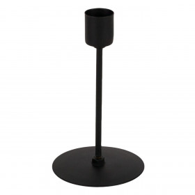 Κηροπήγιο Διακοσμητικό Μεταλλικό Μαύρο Στρογγυλή Βάση 8x14cm