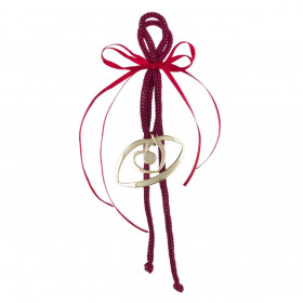 Γούρι Διακοσμητικό Μάτι Χρυσό Μπορντό Κορδόνι 20cm