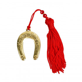 Γούρι Διακοσμητικό Πέταλο Χρυσό Κόκκινη Φούντα 16cm