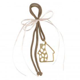 Γούρι Διακοσμητικό Σπίτι Χρυσό Καφέ Κορδόνι 15 cm