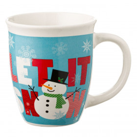 Χριστουγεννιάτικη Κούπα Κεραμική Σιέλ Χιονάνθρωπος Let It Snow 390ml