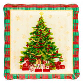 Χριστουγεννιάτικο Πιάτο Γλυκού Γυάλινο Τετράγωνο Δέντρο Δώρα 17x17cm Χριστουγεννιάτικο Πιάτο Γλυκού Γυάλινο Τετράγωνο Δέντρο Δώρα 17x17cm