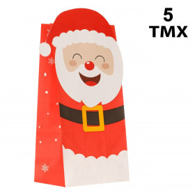 Χριστουγεννιάτικα Σακουλάκια Γλυκών Χάρτινα Τύπωμα Άγιος Βασίλης 12x24x8cm - 5 τμχ.