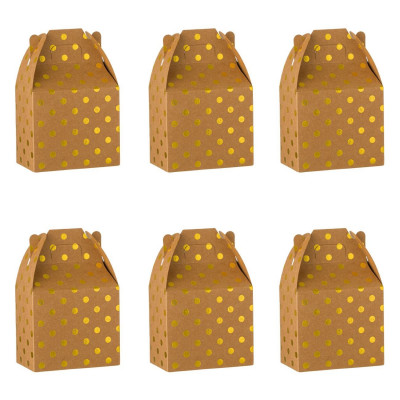 Κουτιά για Γλυκά Χάρτινα Kraft Χρυσό Foil Πουά 10x5.4x15.5 cm - 6 τμχ.