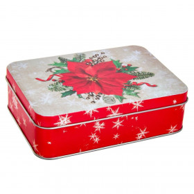 Χριστουγεννιάτικο Μεταλλικό Κουτί Κόκκινο Αλεξανδρινό 14.5x10.5x4.1cm