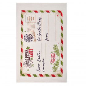 Χριστουγεννιάτικη Πετσέτα Κουζίνας Βαμβακερή Εκρού Γράμμα Άγιος Βασίλης 60x35cm