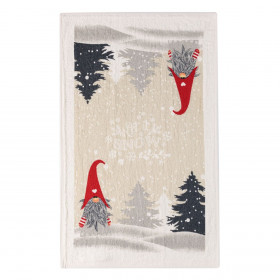 Χριστουγεννιάτικη Πετσέτα Κουζίνας Εκρού Άγιος Βασίλης Gnome 60x35 cm