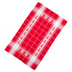 Xριστουγεννιάτικo Ποτηρόπανο Κουζίνας Βαμβακερό Κόκκινο Λευκό ΄Ελατα 60x35cm Xριστουγεννιάτικo Ποτηρόπανο Κουζίνας Βαμβακερό Κόκκινο Λευκό ΄Ελατα 60x35cm