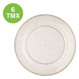 Πιάτα Πλαστικά Διάφανα Επαναχρησιμοποιούμενα Χρυσό Glitter 18 cm - 6 τμχ.