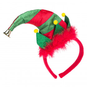Στέκα Χριστουγεννιάτικη Σκουφί Ξωτικού Κόκκινα Φτερά