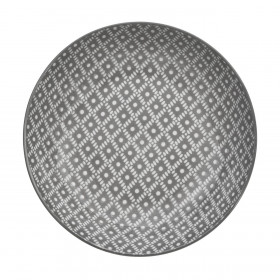 Πιάτο Σερβιρίσματος Σούπας Πορσελάνη Λευκό Γκρι Μοτίβο 20cm