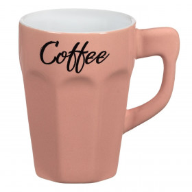 Κούπα Κεραμική Ροζ Ανάγλυφο Σχέδιο Αυλάκια &quotCoffee&quot 330 ml