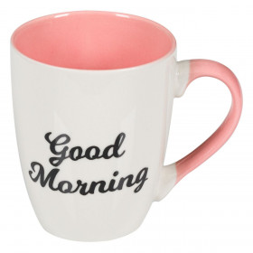 Κούπα New Bone Οβάλ Ροζ Λευκή Good Morning 315 ml