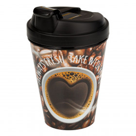 Ποτήρι Πλαστικό Σχέδιο Κόκκοι Καφέ με Καπάκι 400 ml