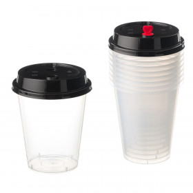 Ποτήρια Πλαστικά Διάφανα με Καπάκι με Στόμιο 360 ml - 10 τμχ.