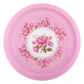 Δίσκος Διακοσμητικός Μεταλλικός Στρογγυλός Πουά Ροζ 33x2 cm